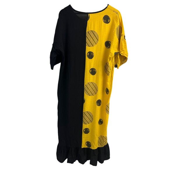 Women’s Ya-Wei Color Blocked Dress Sz 6. Sleeve Edge And Hem Are Ruffled. Comfy! - Picture 2 of 7